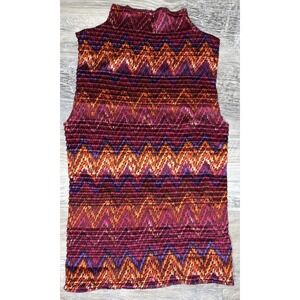 Vintage Mock Neck Under Shirt CRINKLE STRETCH top blouse Small